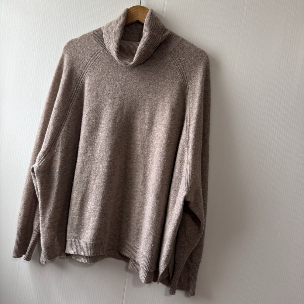 360 Cashmere Women Pullover Turtleneck 100% Cashmere Sweater Light Brown Sz L - Picture 4 of 13